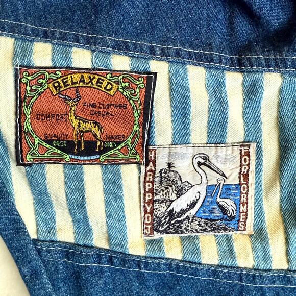 Vintage K.K. Kid's Fashion 3-Piece Overall Set Unisex 3T Blue Denim Patchworks - Picture 5 of 14